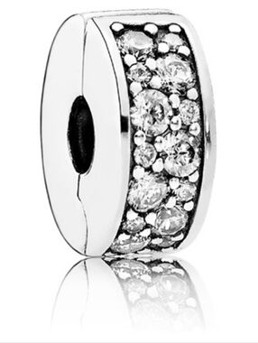 Auth. Pandora Clear Shining Elegance Clip Charm 925 Sterling Silver